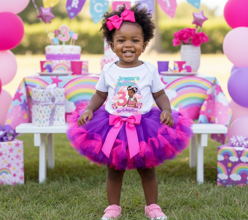 Gracie's Corner Tutu Set Girls Personalized Custom Purple Hot Pink Knots Tutu Outfit Dress Theme Cake Smash Birthday Party
