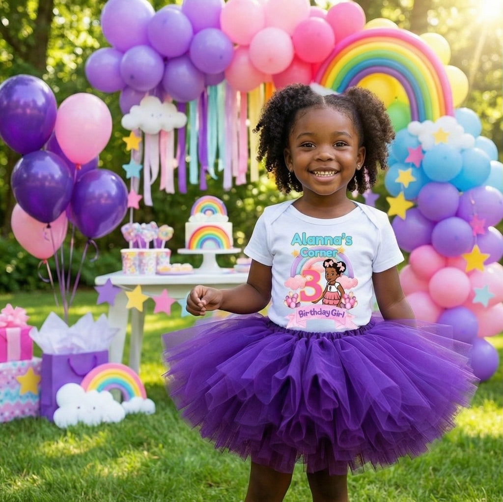 Gracie's Corner Tutu Set Girls Personalized Custom Purple Tutu Outfit Dress Theme Cake Smash Birthday Party