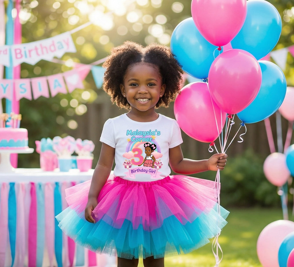 Gracie's Corner Tutu Set Girls Personalized Custom Hot Pink Blue Tutu Outfit Dress Theme Cake Smash Birthday Party