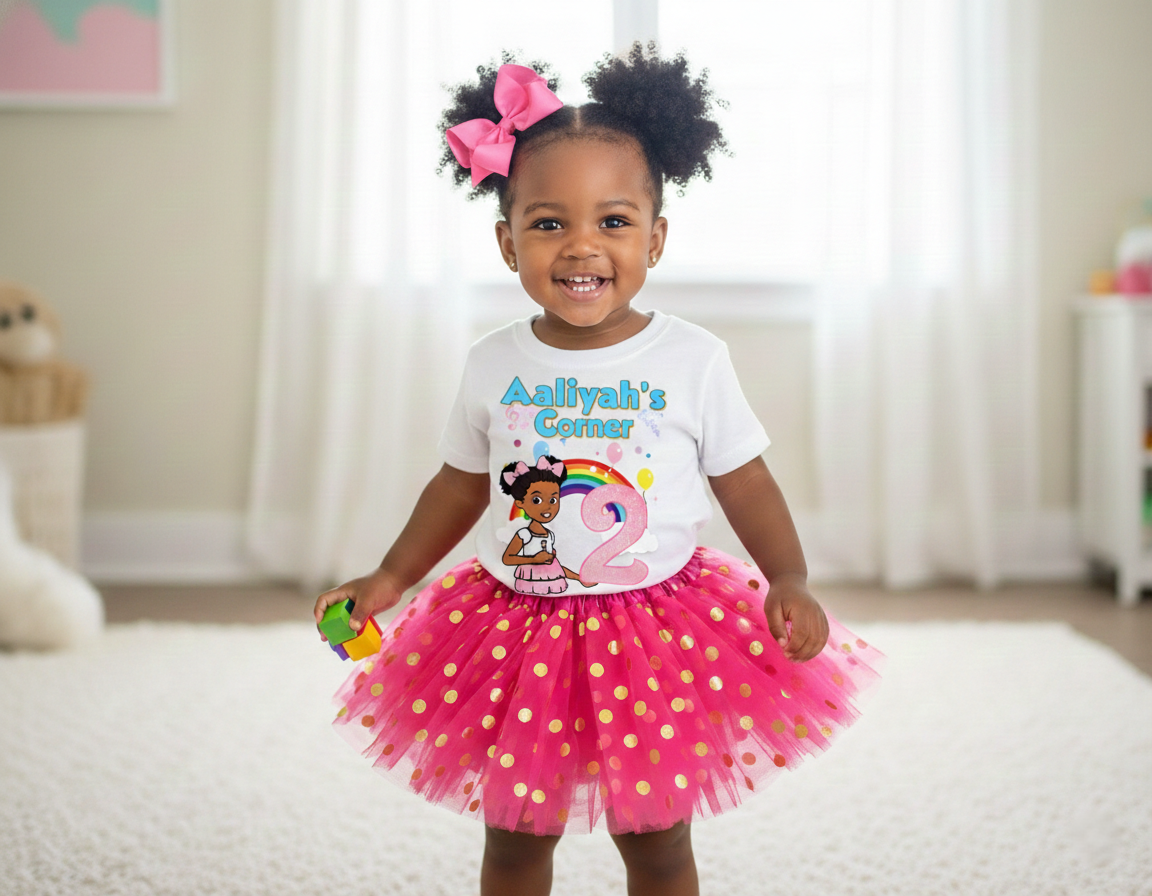 Gracie's Corner Pink Bow Tutu Set Girls Personalized Custom Hot Pink Gold Polka Dots Tutu Outfit Dress Theme Cake Smash Birthday Party