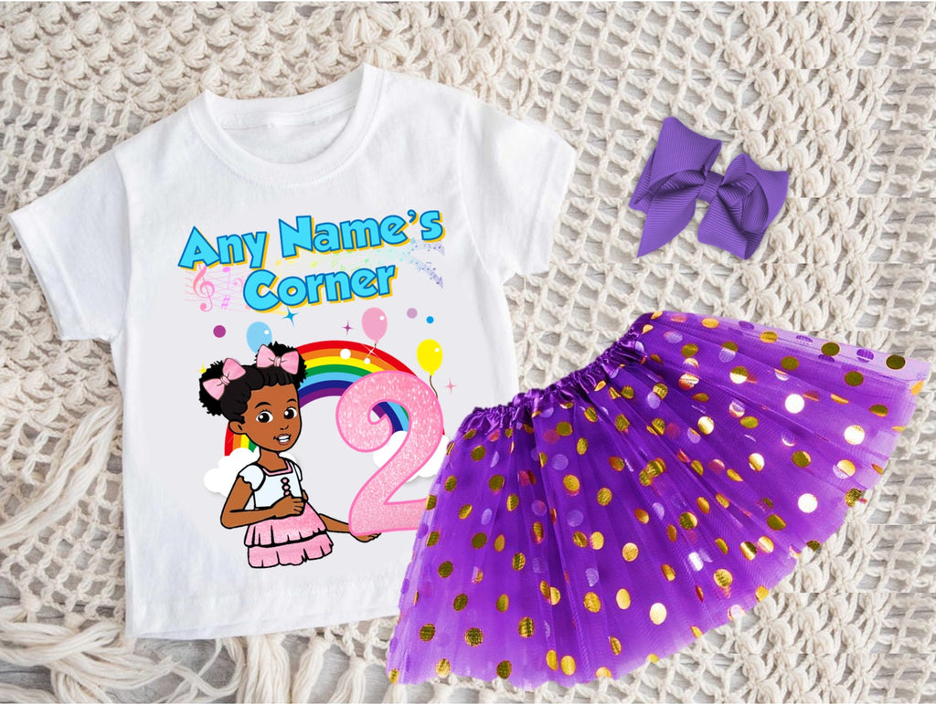 Gracie's Corner Pink Bow Tutu Set Girls Personalized Custom Purple Gold Polka Dots Tutu Outfit Dress Theme Cake Smash Birthday Party