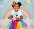 Gracie's Corner Tutu Set Girls Personalized Custom Rainbow Ribbon Tutu Outfit Dress Theme Cake Smash Birthday Party