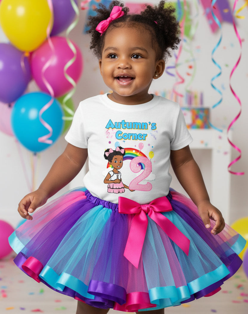 Gracie's Corner Pink Bow Tutu Set Girls Personalized Custom Hot Pink Blue Purple Ribbon Tutu Outfit Dress Theme Cake Smash Birthday Party
