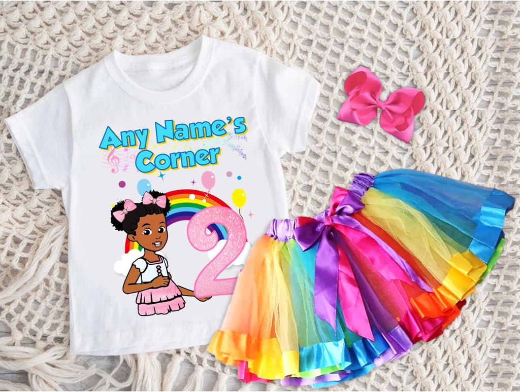 Gracie's Corner Pink Bow Tutu Set Girls Personalized Custom Rainbow Ribbon Tutu Outfit Dress Theme Cake Smash Birthday Party