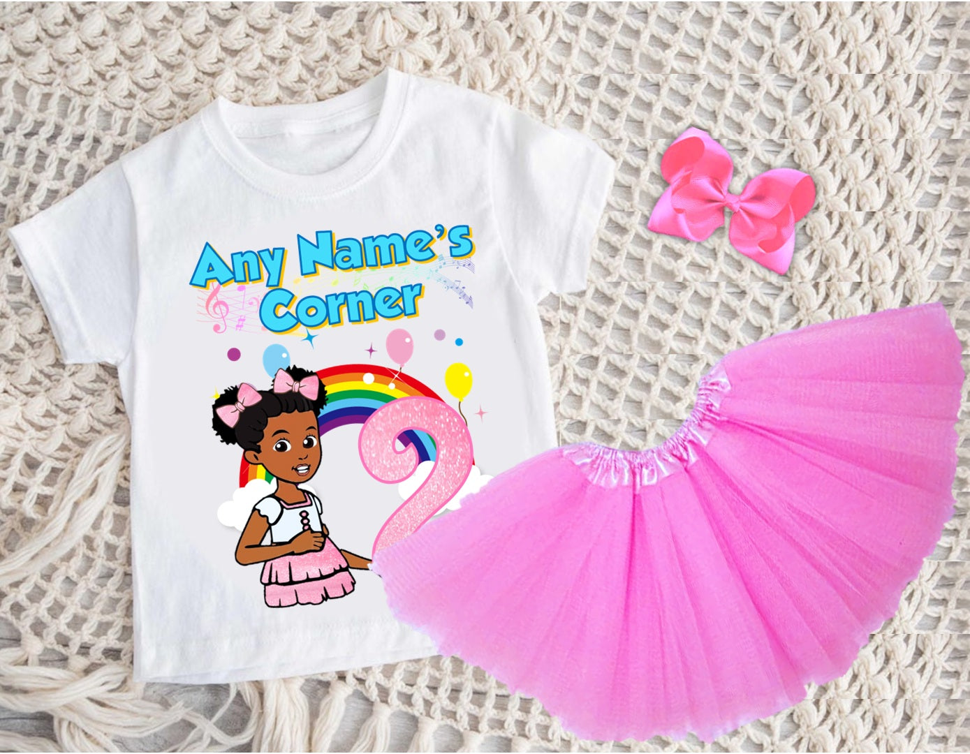Gracie's Corner Pink Bow Tutu Set Girls Personalized Custom Pink 3 Layer Tutu Outfit Dress Theme Cake Smash Birthday Party
