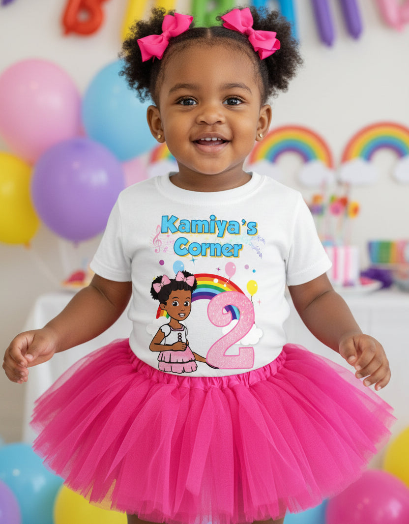 Gracie's Corner Pink Bow Tutu Set Girls Personalized Custom Hot Pink 3 Layer Tutu Outfit Dress Theme Cake Smash Birthday Party