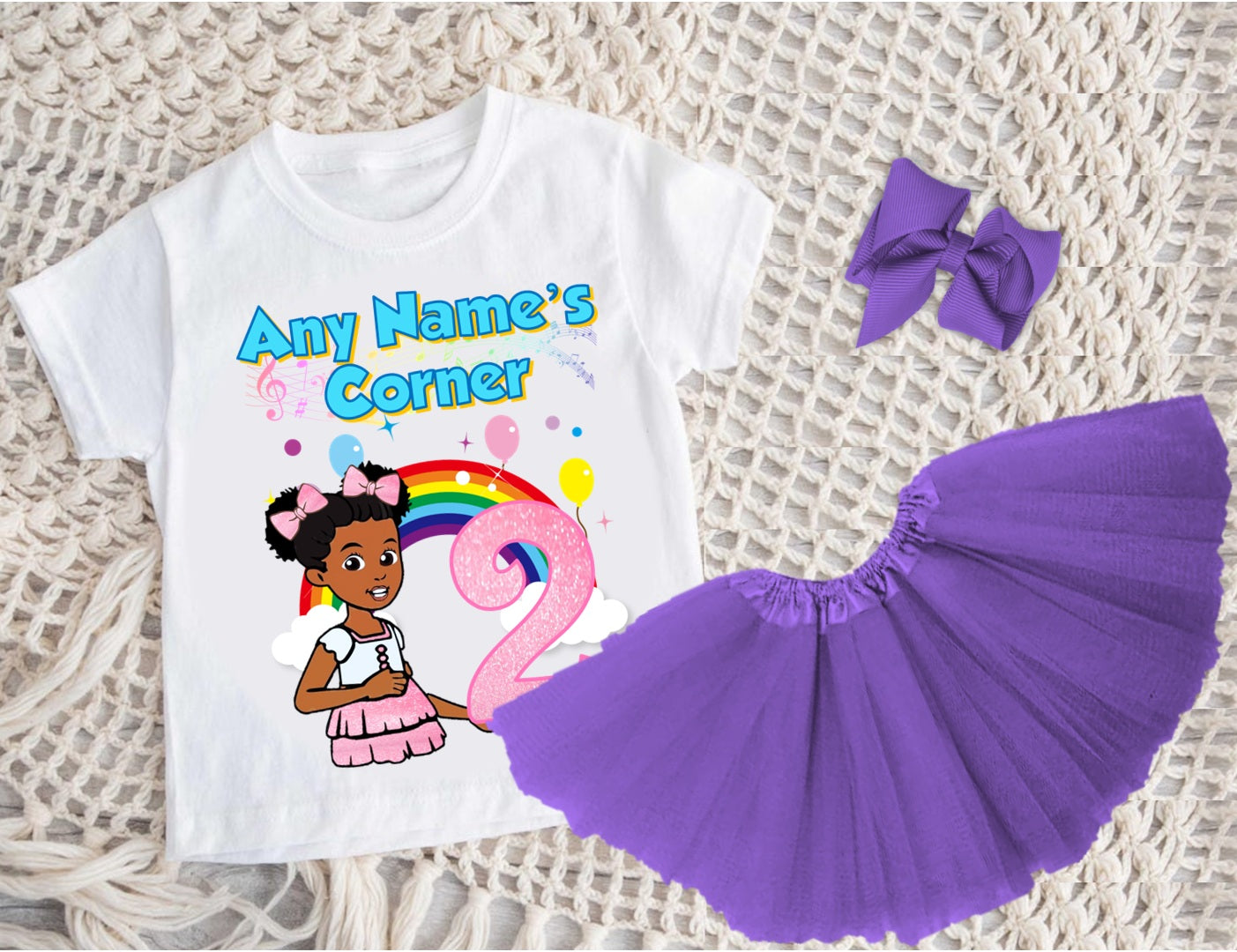 Gracie's Corner Pink Bow Tutu Set Girls Personalized Custom Purple 3 Layer Tutu Outfit Dress Theme Cake Smash Birthday Party