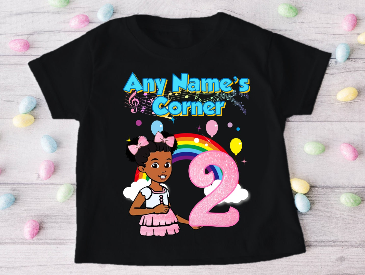 Gracie's Corner Pink Bow Personalized Custom Black Family T-Shirt or Onesie Pack Theme Cake Smash Birthday Party