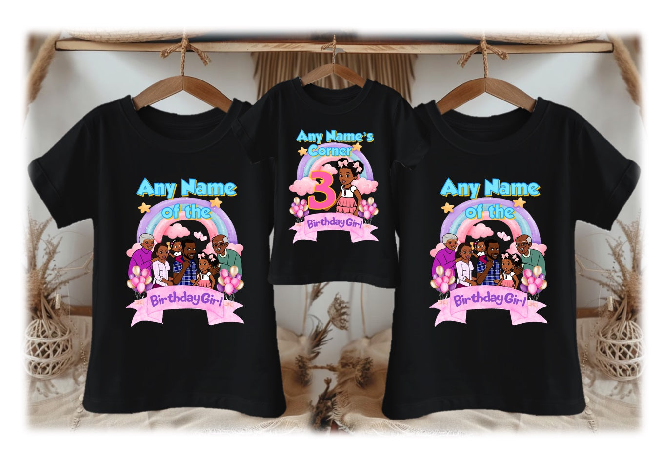 Gracie's Corner Personalized Custom Black Family T-Shirt or Onesie Pack Theme Cake Smash Birthday Party