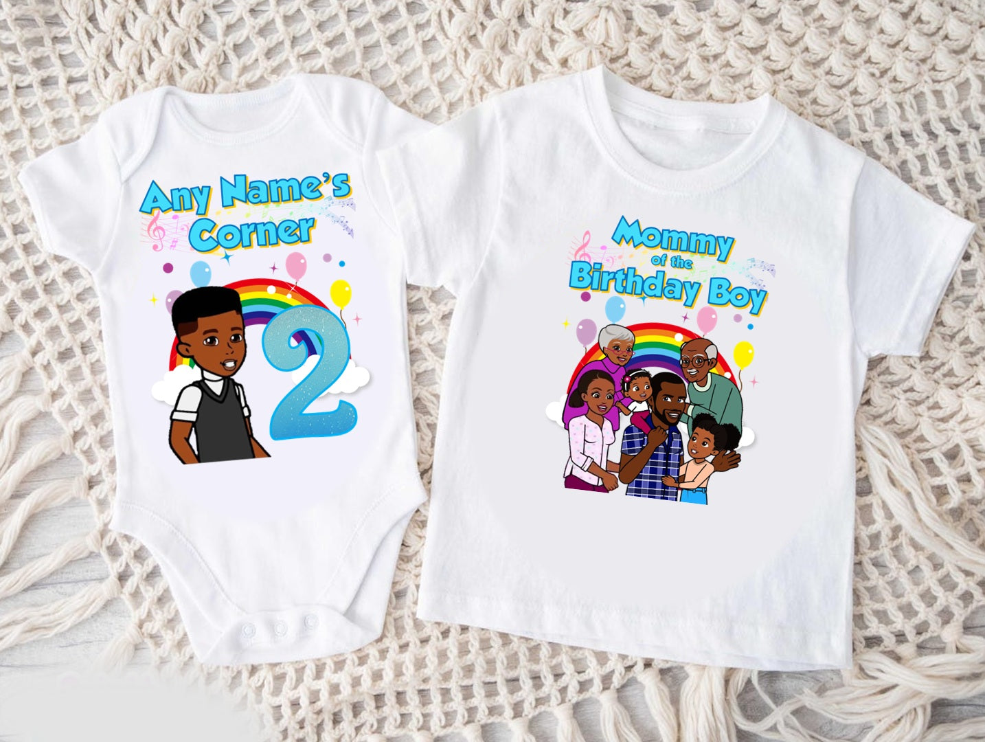 Gracie's Corner Boy Zyron Personalized Custom White Family T-Shirt or Onesie Pack Theme Cake Smash Birthday Party