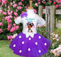 Gracie's Corner Tutu Set Girls Personalized Custom Purple White Polka Dots Tutu Outfit Dress Theme Cake Smash Party