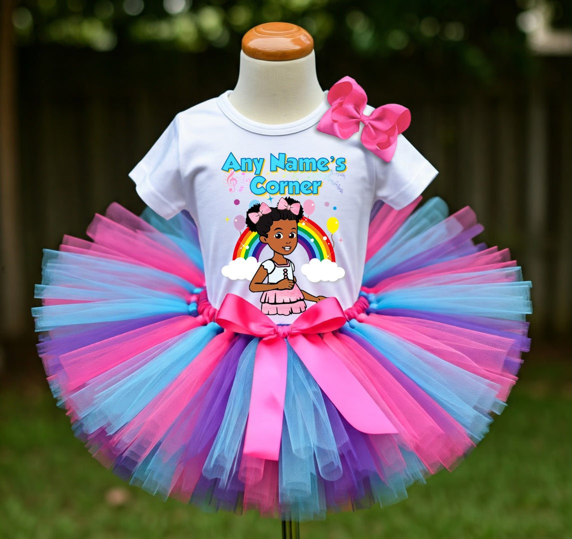 Gracie's Corner Pink Bow Tutu Set Girls Personalized Custom Hot Pink Blue Purple Tutu Outfit Dress Theme Cake Smash Party