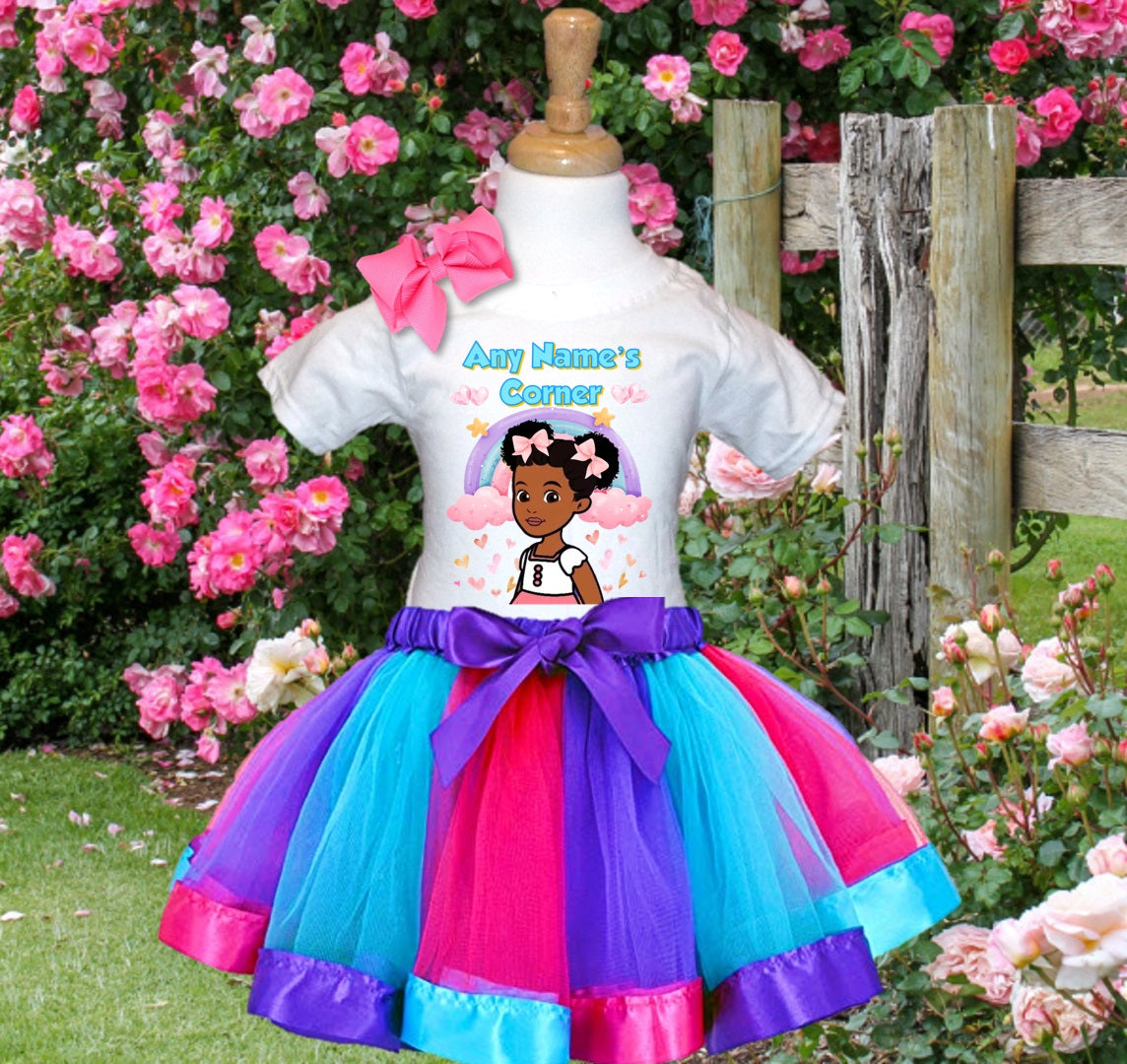 Gracie's Corner Tutu Set Girls Personalized Custom Hot Pink Blue Purple Ribbon Tutu Outfit Dress Theme Cake Smash Party