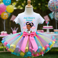 Gracie's Corner Tutu Set Girls Personalized Custom Pink Blue Yellow Purple Ribbon Sewn Trim Tutu Outfit Dress Theme Cake Smash Party