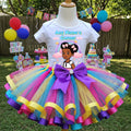Gracie's Corner Tutu Set Girls Personalized Custom Multicolor Ribbon Sewn Trim Tutu Outfit Dress Theme Cake Smash Party