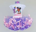Gracie's Corner Face Tutu Set Girls Personalized Custom Purple Pink Ribbon Sewn Trim Tutu Outfit Dress Theme Cake Smash Birthday Party
