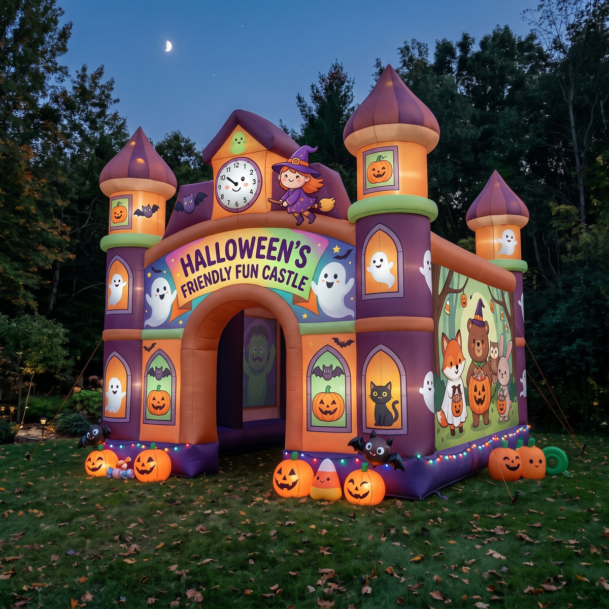 Halloween's Fun Castle Theme Premium 10' x 10' Halloween Haunted House Inflatable Blow Up Walk-Through Archway Experience Decor Prop