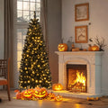 6' Black Artificial Pre-Lit Halloween Tree with Stand Halloween Home Decor Accent Yard Prop