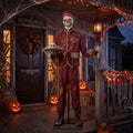 6' Animated Haunted Hotel Skeleton Bellhop Figure Music Lights Motion Sensor Halloween Home Decor Accent Yard Prop