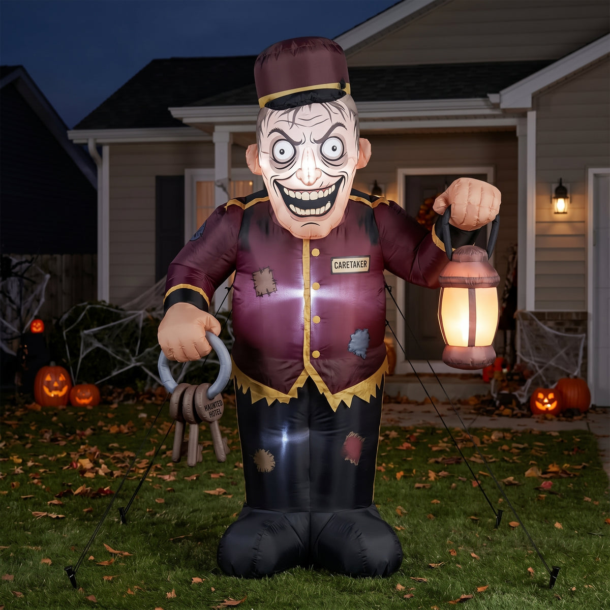 6' Haunted Hotel Unhinged Caretaker Yard Halloween Inflatable Blow Up Decor Prop