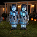 6' Haunted Hotel The Eerie Twins Yard Halloween Inflatable Blow Up Decor Prop