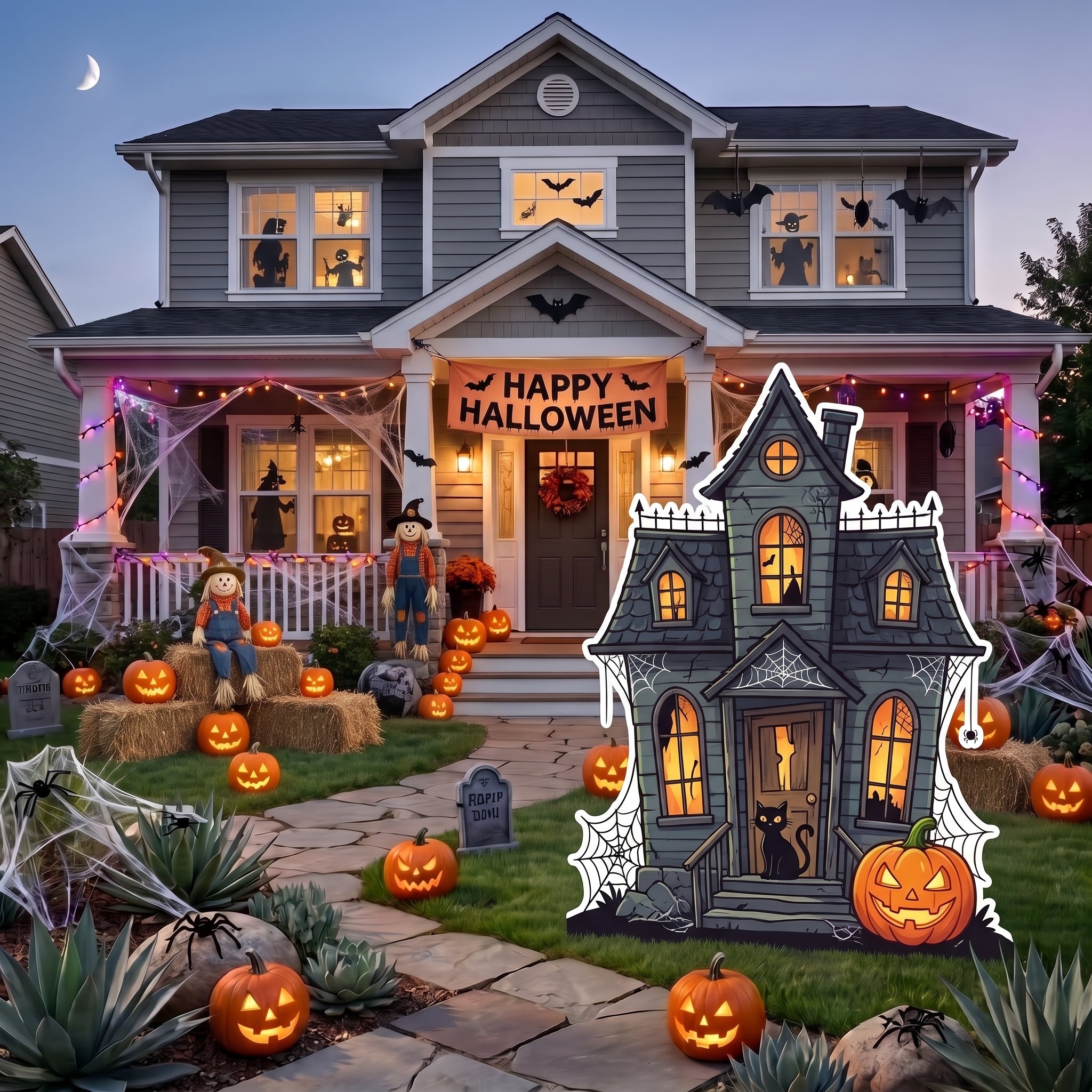 Life Size Haunted House Character Premium Freestanding Halloween Cutouts Yard Sign Decor Party Prop