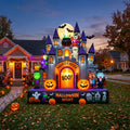 Massive 8-Foot-Tall Haunted House Colossal Multi-Tiered Halloween Yard Inflatable Scene Decor Prop