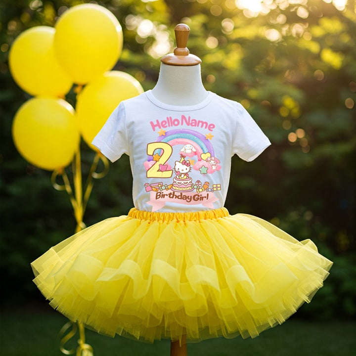 Hello Kitty & Friends Tutu Set Girls Personalized Custom Yellow Tutu Outfit Dress Theme Cake Smash Birthday Party