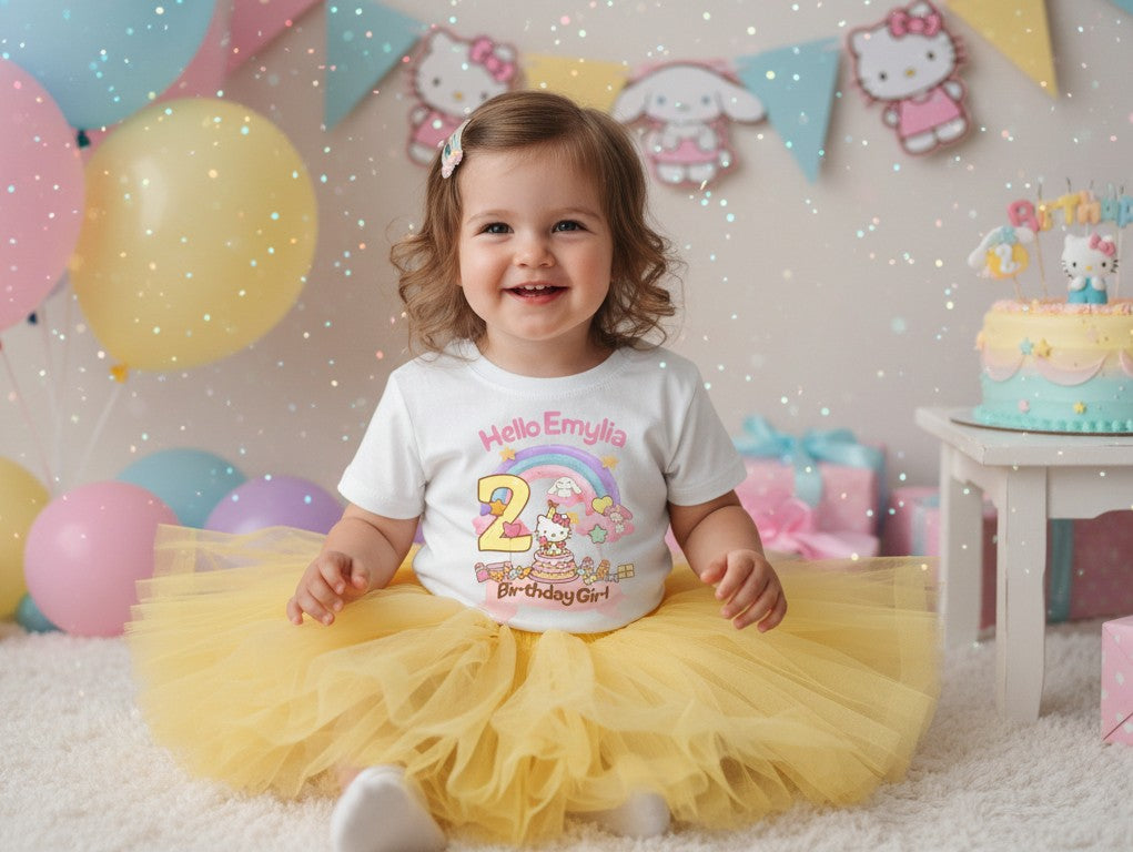 Hello Kitty & Friends Tutu Set Girls Personalized Custom Yellow Tutu Outfit Dress Theme Cake Smash Birthday Party