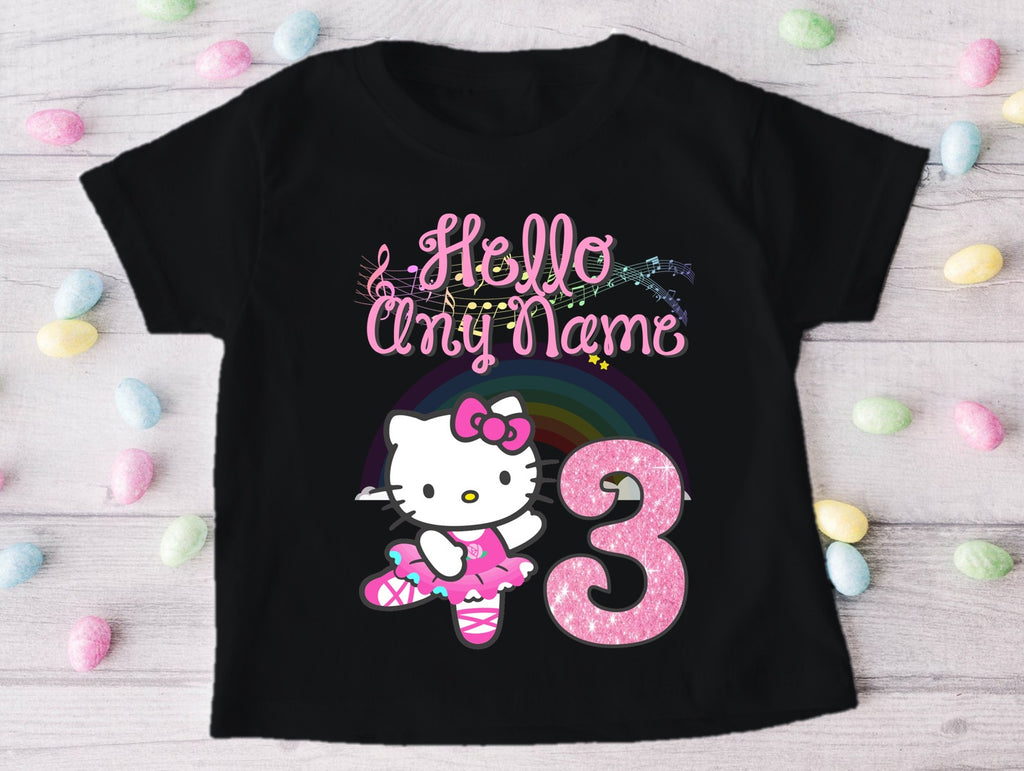 Hello Kitty Ballerina Ballet Personalized Custom Black Family T-Shirt or Onesie Pack Theme Cake Smash Birthday Party