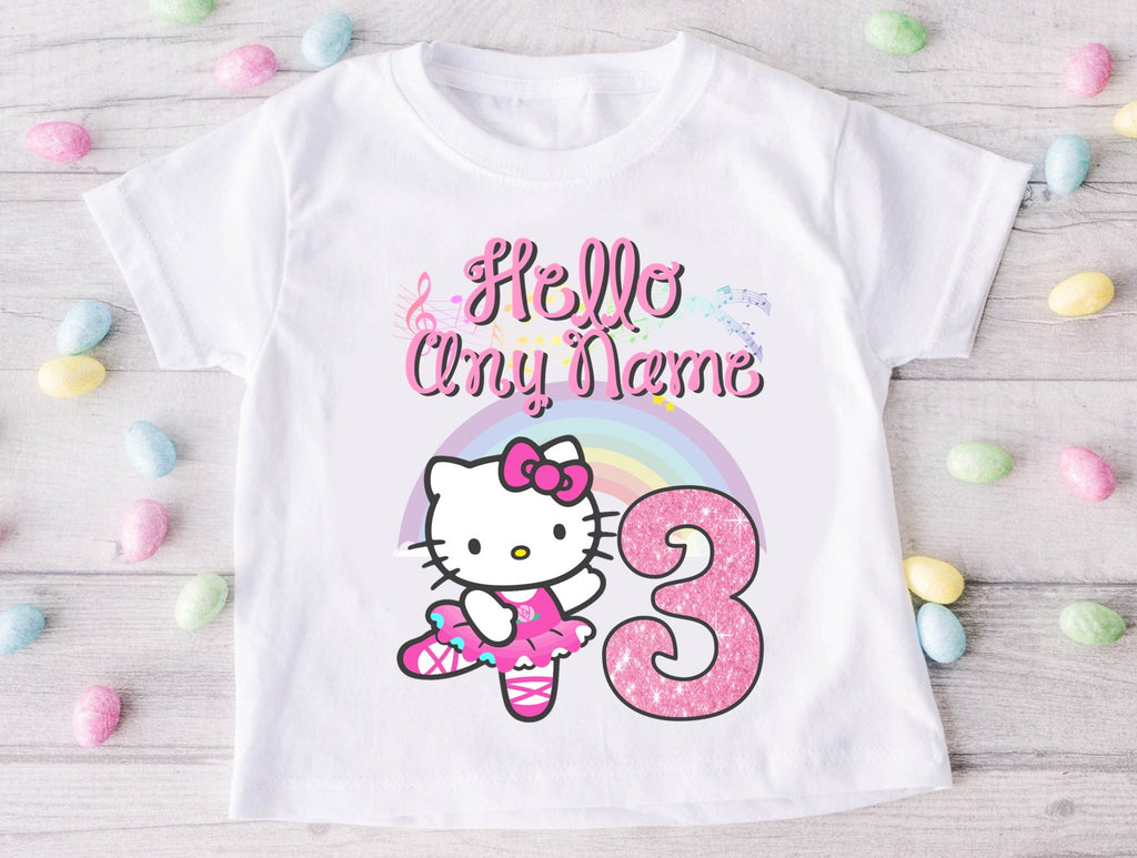 Hello Kitty Ballerina Ballet Personalized Custom White Family T-Shirt or Onesie Pack Theme Cake Smash Birthday Party