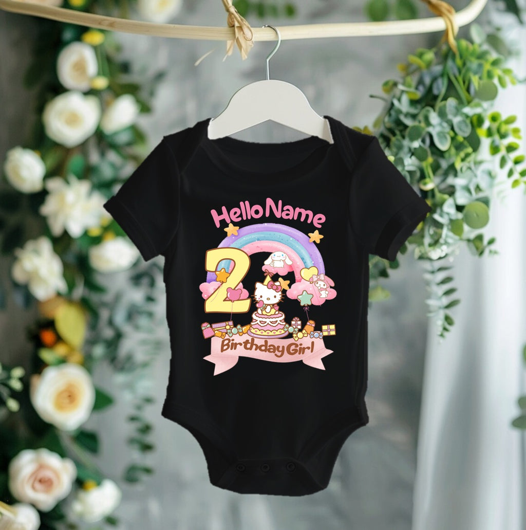 Hello Kitty & Friends Personalized Custom Black T-Shirt or Onesie Theme Cake Smash Birthday Party