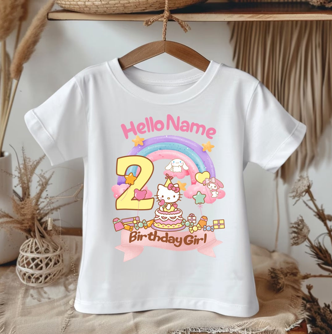 Hello Kitty & Friends Personalized Custom White T-Shirt or Onesie Theme Cake Smash Birthday Party