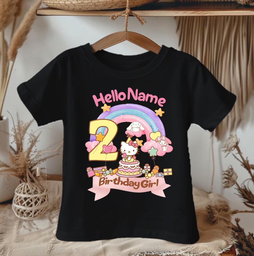 Hello Kitty & Friends Personalized Custom Black T-Shirt or Onesie Theme Cake Smash Birthday Party
