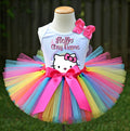 Hello Kitty Face Tutu Set Girls Personalized Custom Rainbow Tutu Outfit Dress Theme Cake Smash Birthday Party