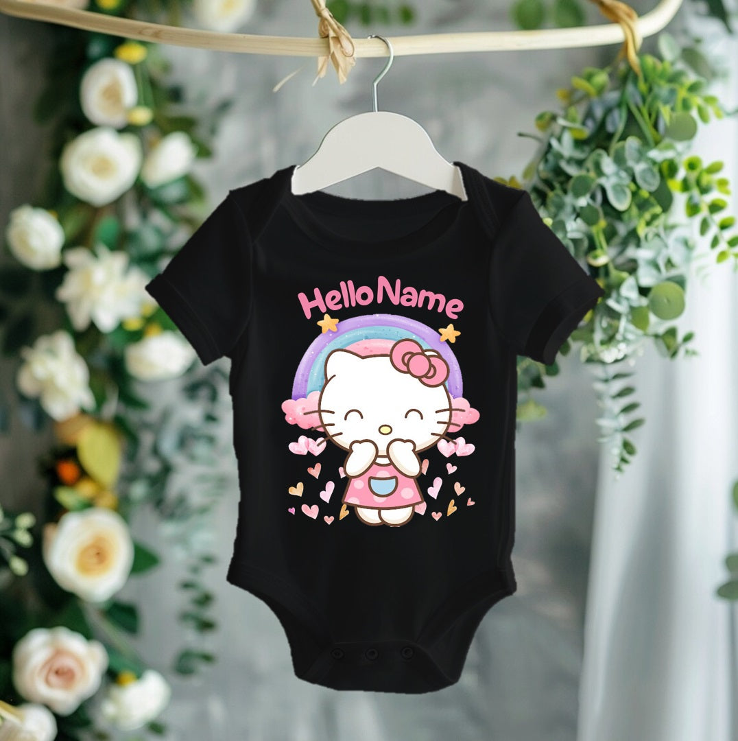 Hello Kitty Personalized Custom Black T-Shirt or Onesie Theme Cake Smash Party