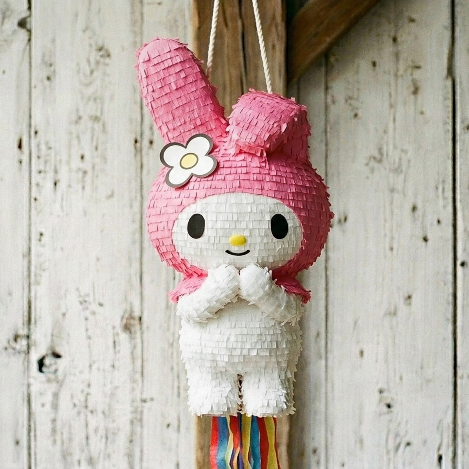 Premium Handmade 30-Inch Hello Kitty My Melody Character Pull-String Piñata Table Decor Party Centerpiece
