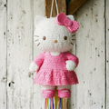 Premium Handmade 30-Inch Hello Kitty Pink Character Pull-String Piñata Table Decor Party Centerpiece