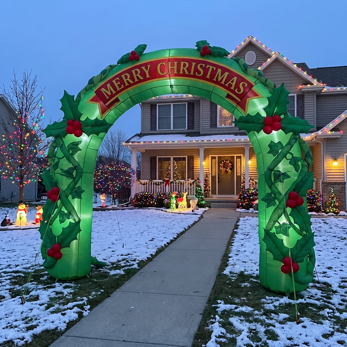 10-Foot Giant Outdoor Illuminated Walkthrough The Holly and the Ivy Inflatable Archway Christmas Decor