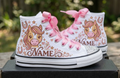 Custom Cute Farm Horse Face High-Top Sneakers Shoes Personalized with Name, Ribbon Laces & Rhinestones Birthday Parties Everyday Gift