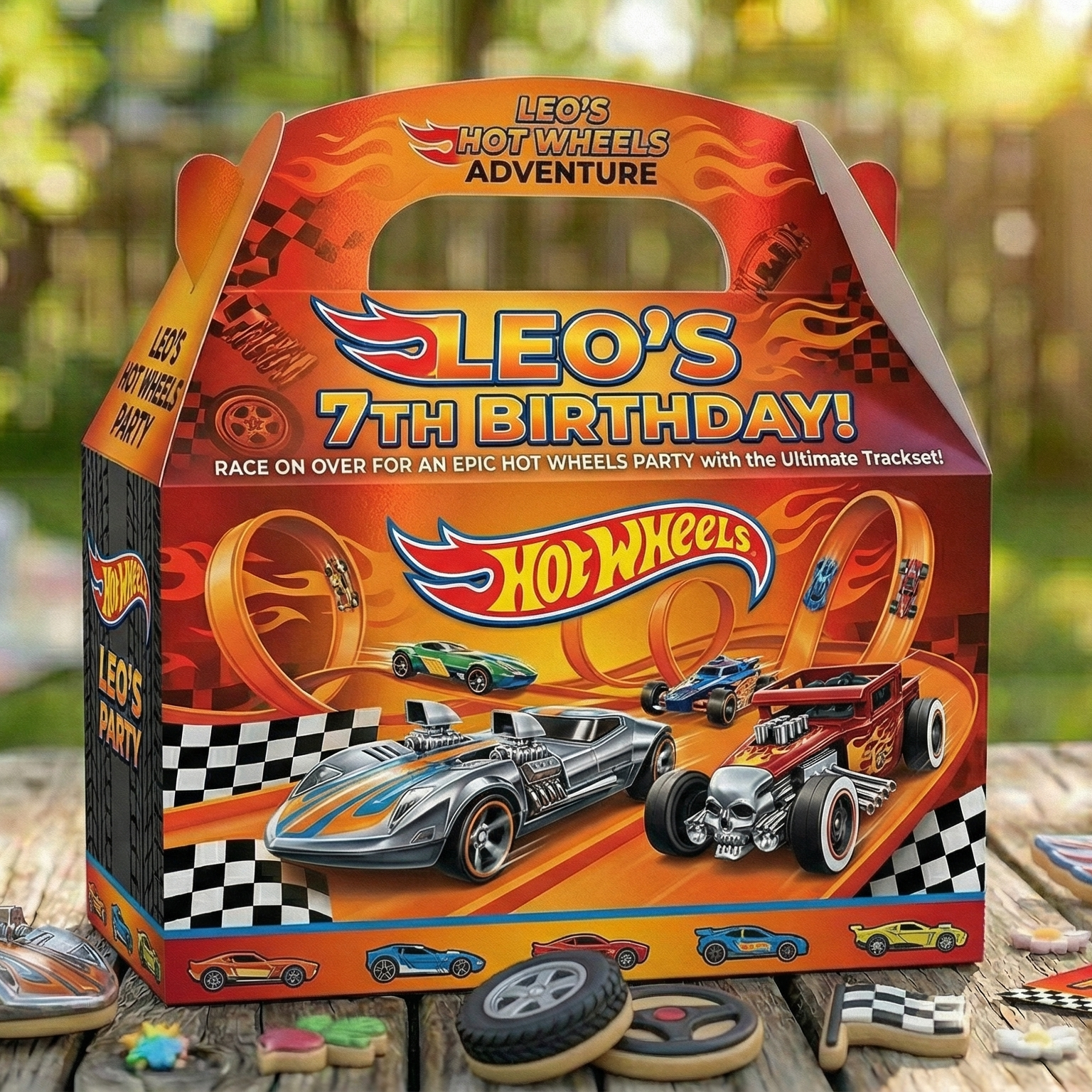 (Pack of 6) Hot Wheels Custom Personalized Birthday Party Favor Gable Treat Boxes