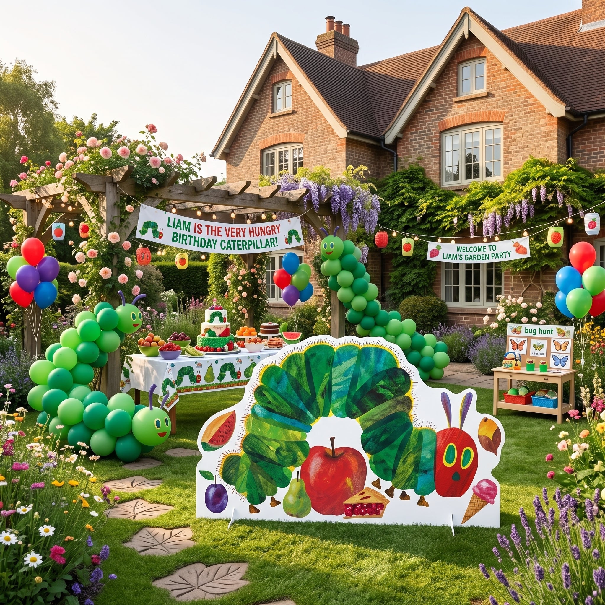 Life Size Hungry Caterpillar Character Premium Freestanding Cutouts Yard Sign Decor Party Prop