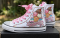 Custom Ice Cream Cone High-Top Sneakers Shoes Personalized with Name, Ribbon Laces & Rhinestones Birthday Parties Everyday Gift