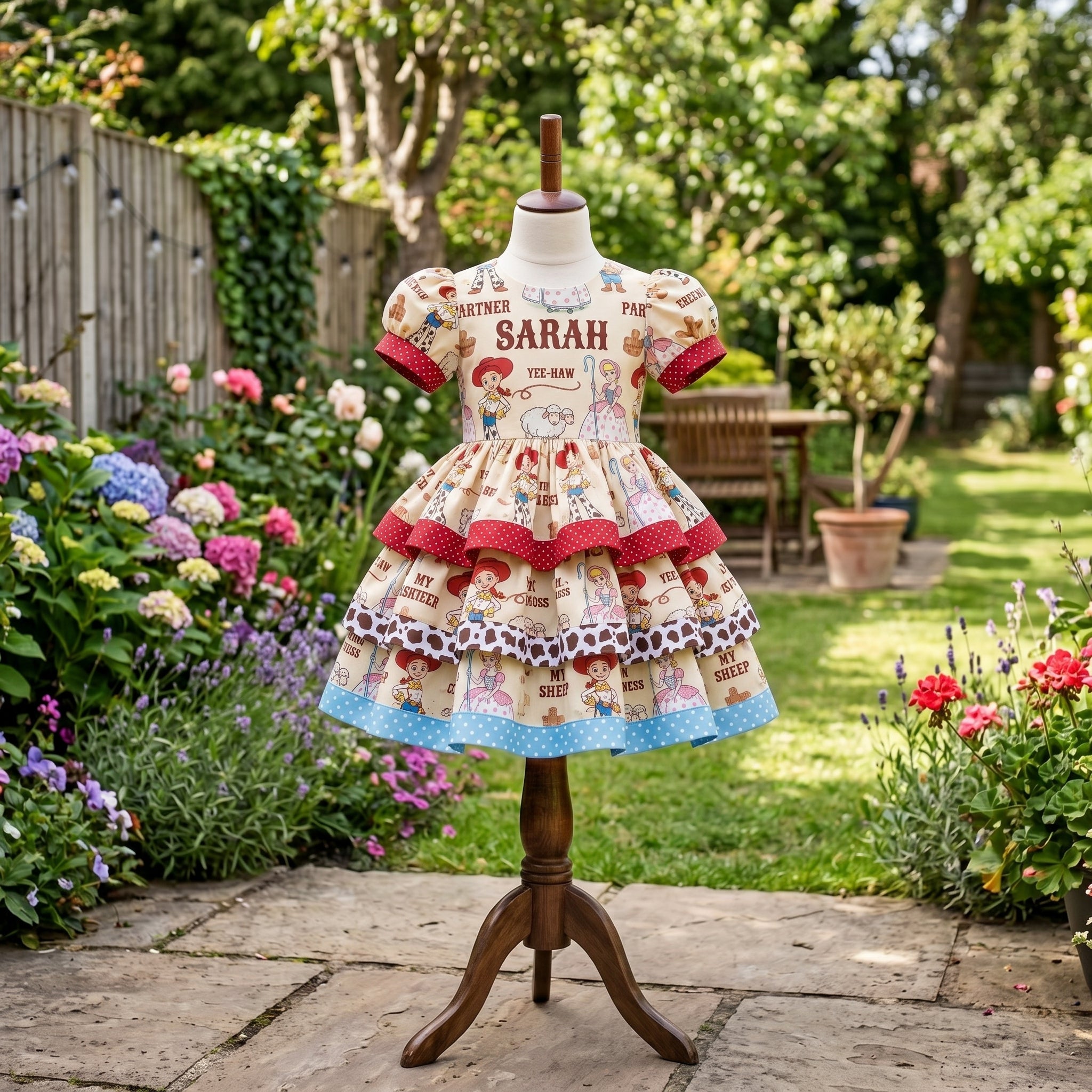 Toy Story Jessie Bo Peep Girls Personalized Custom Tiered Ruffle Dress Ribbon Trim Theme Cake Smash Birthday Party