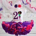 Karma Singing Tutu Set Girls Personalized Custom Purple Pink Ribbon Sewn Trim Tutu Outfit Dress Theme Cake Smash Birthday Party