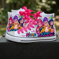 Custom KPop Demon Hunters Huntrix High-Top Sneakers Shoes Personalized with Name, Ribbon Laces & Rhinestones Birthday Parties Everyday Gift