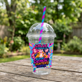 (Pack of 6) KPop Demon Hunters Huntrix Custom Personalized Birthday Party 16 oz Cups with Dome Lids & Straws