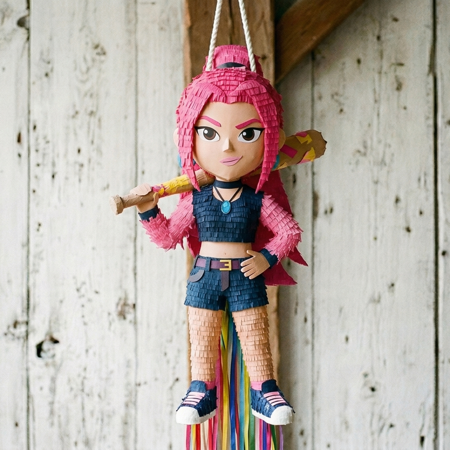 Premium Handmade 30-Inch KPop Demon Hunters Huntrix Mira Character Pull-String Piñata Table Decor Party Centerpiece