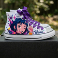 Custom KPop Demon Hunters Huntrix Zoey High-Top Sneakers Shoes Personalized with Name, Ribbon Laces & Rhinestones Birthday Parties Everyday Gift