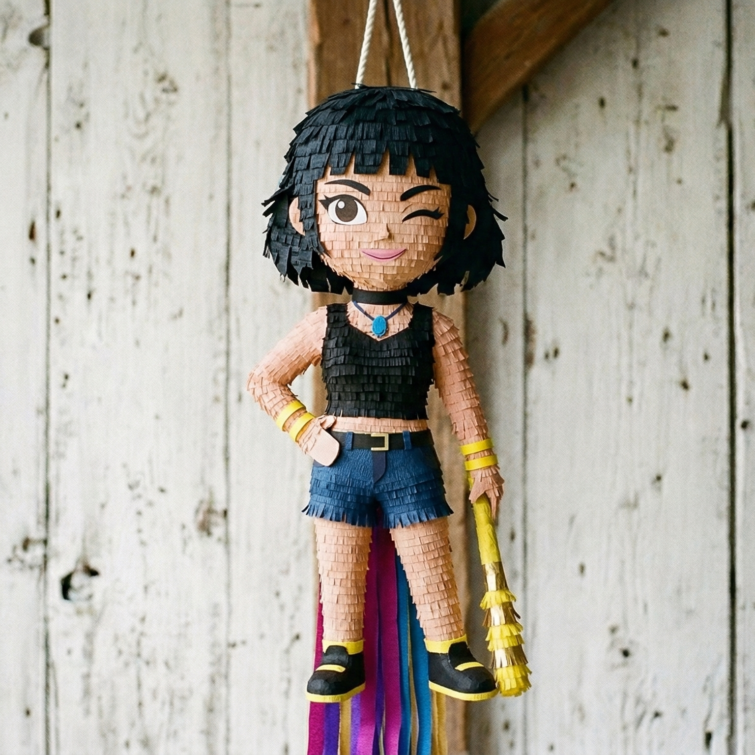 Premium Handmade 30-Inch KPop Demon Hunters Huntrix Zoey Character Pull-String Piñata Table Decor Party Centerpiece